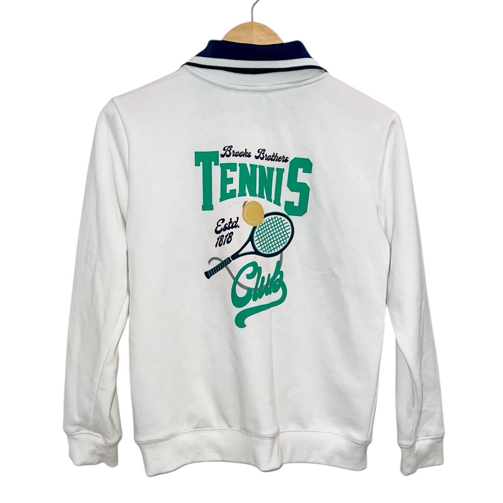 NEW Brooks Brothers Boys Point Collar Tennis Graphic Sweatshirt White - Picture 4 of 4
